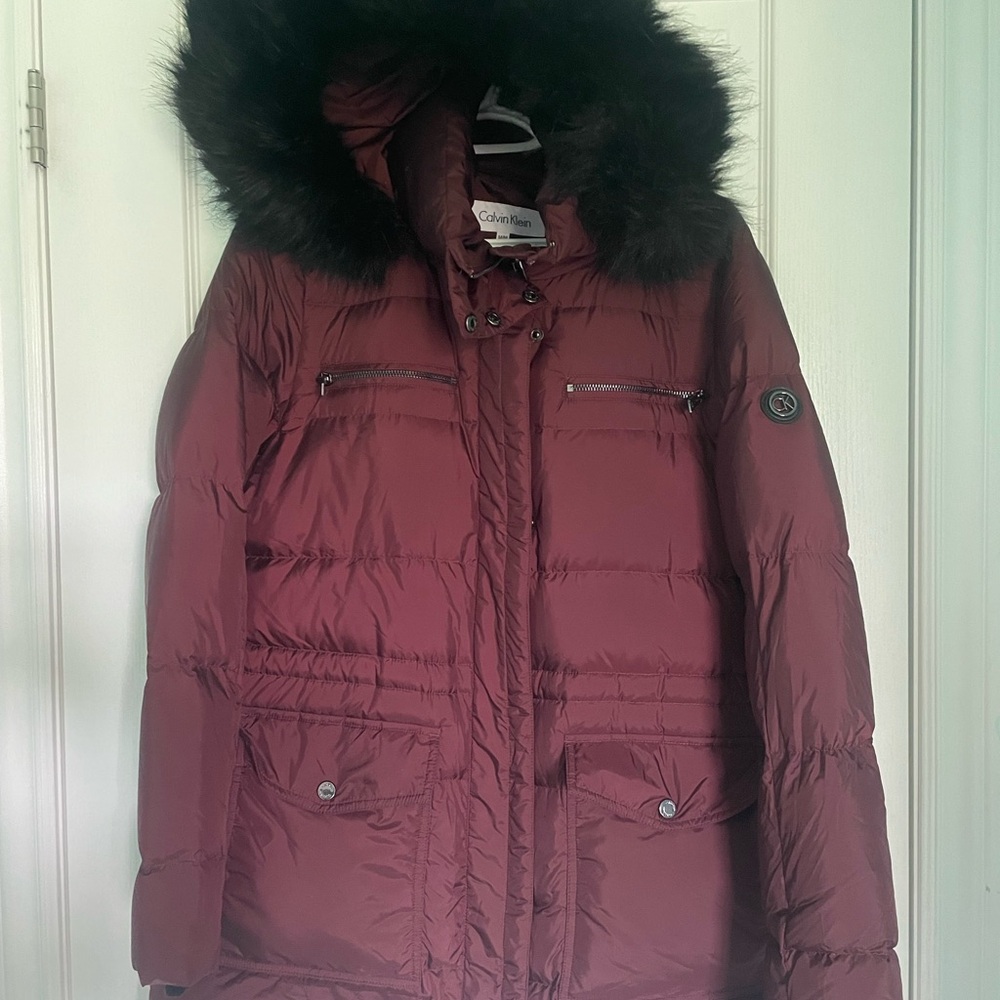 Calvin Klein Women's Burgundy Puffer Coat